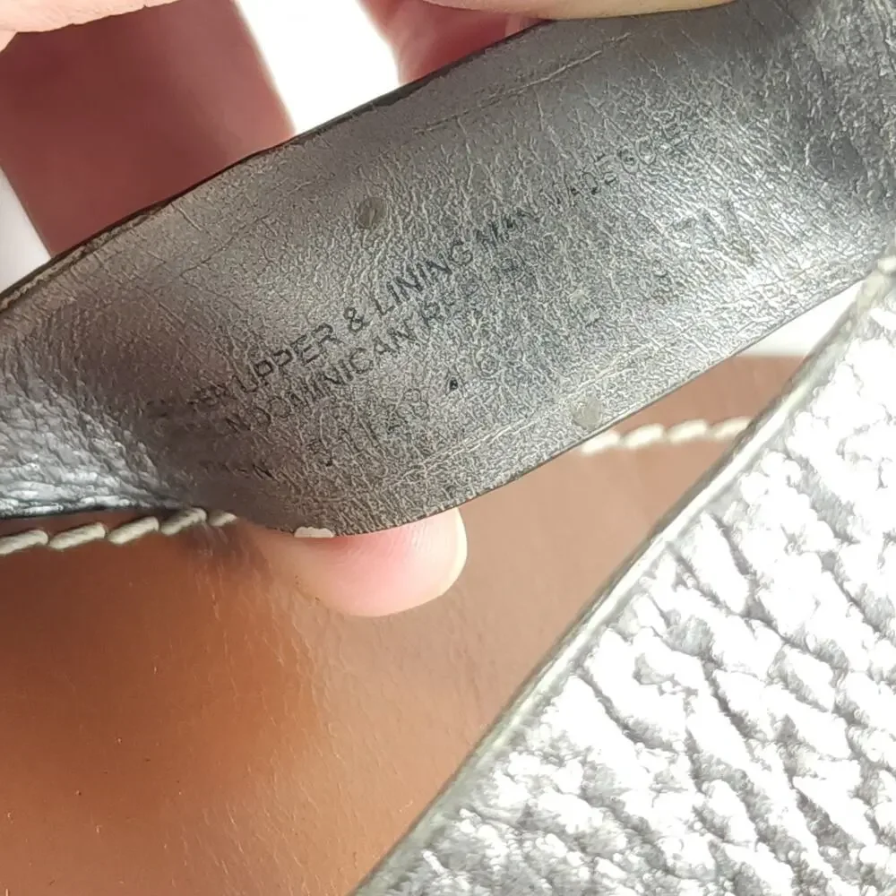 Tory Burch Women's Moore US 7M Metalic Pewter Leather SlipOn Flat Thong Sandals